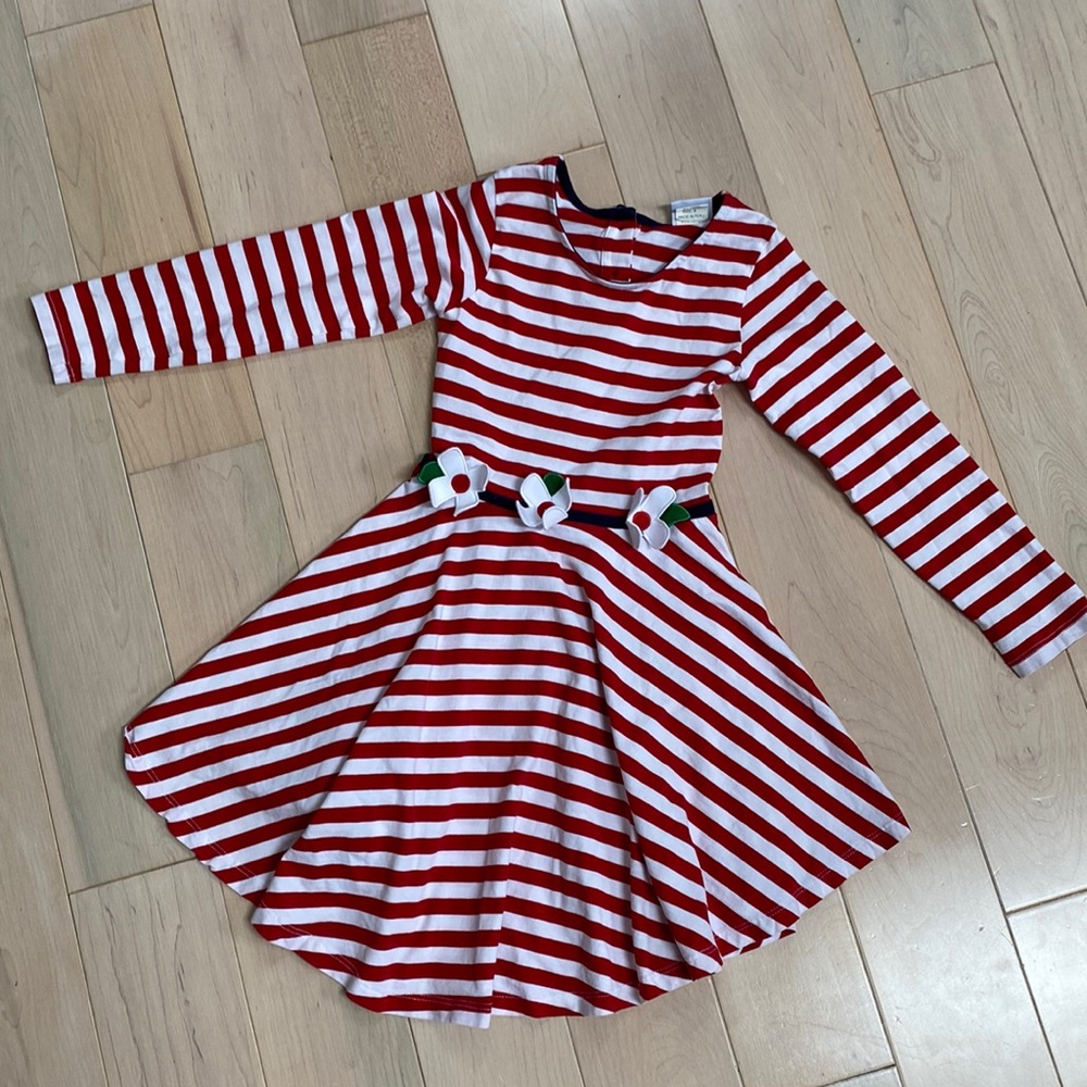 Florence Eiseman girls soft cotton stretch floral accents red white dress